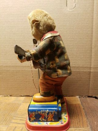 Vintage Made In Japan Battery Operated Signing Monkey Tin Toy 2