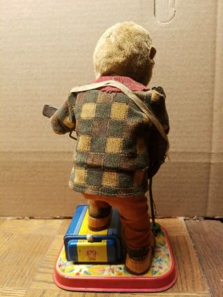 Vintage Made In Japan Battery Operated Signing Monkey Tin Toy 3