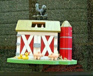 Vintage Farm Barn Music Box Pigs,  Chicken,  Ducks,  Weather Vane