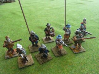 25/28mm Painted Metal English Civil War/thirty Years War Assorted Foote X10,  2