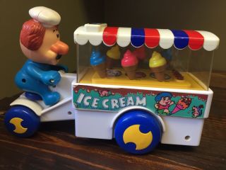 Vintage Cheng Cheng Ice Cream Cones Cart Bicycle Toy 1988 Delivery Man Honk 2