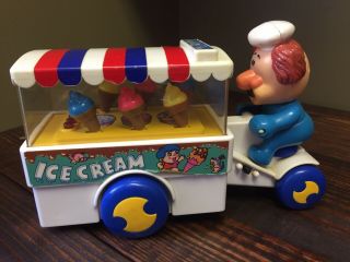Vintage Cheng Cheng Ice Cream Cones Cart Bicycle Toy 1988 Delivery Man Honk 3