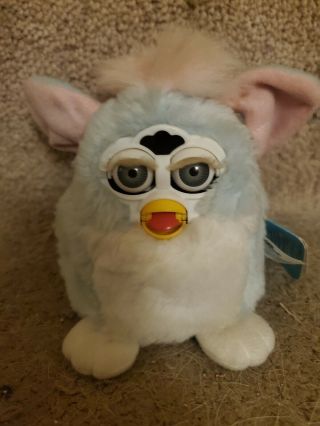 Vintage 1999 Furby Babies Light Blue White Baby MUTE 2