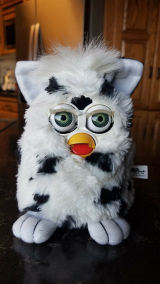 Tiger Electronic Furby,  White With Black Spots,  1998 Model,  And