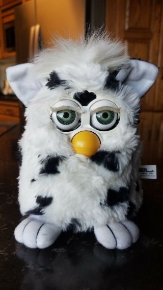 Tiger Electronic Furby,  White with Black spots,  1998 Model,  and 2