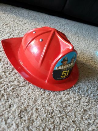 Vintage 1975 Emergency Squad 51 Fireman Helmet Tv Show Fire Toy Hat Placo