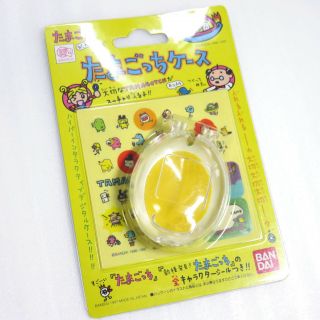 Tamagotchi Case Clear White W/ Sticker Bandai Japan 1996 - 1997
