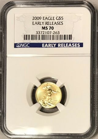 2009 Gold Eagle G$5 1/10 Oz Coin - Early Release - Ngc Ms70