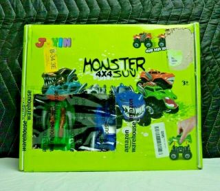 Monster Truck Toy Friction Powered Vehicle Big Tire Wheels Toddler Playset 6 Set