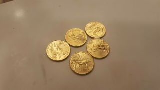 One American Gold Eagle (1/10 Oz) $5 - Bu - Random Date (2018) - Shiny