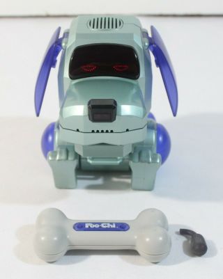 1999 Tiger Electronics Poo - Chi Robot Dog & Bone Interactive Toy Puppy Sega Blue