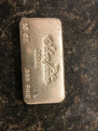 Hand Poured 10 Oz.  999 Fine Silver Bar By Silvertowne,