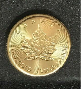 2019 Canada 1/10 Oz Gold Maple Leaf Bu.  9999 Fine In Air - Tite Coin Capsule