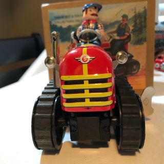 Tin Litho Retro Style Wind Up Tractor Made In China Ms 356