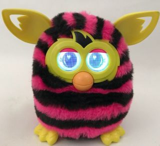 Hasbro Furby Pink Black Stripes Boom Electronic Interactive Talking Toy