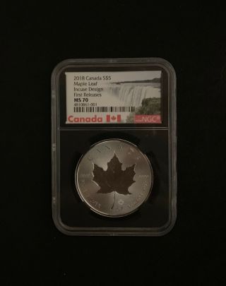 2018 Canada 1 Oz Silver Maple Leaf Incuse Ms70 Ngc First Releases