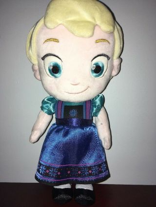 Disney Store Authentic Toddler Elsa Soft Plush Doll Small 12 " H Frozen Euc