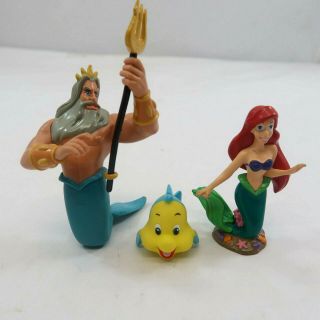 Disney The Little Mermaid Ariel Flounder Triton 3 Figures Pvc Cake Toppers