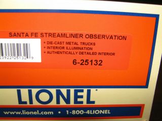 Lionel Santa Fe Streamliner Observation 6 - 25132 2