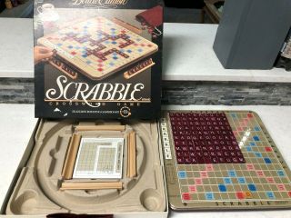Vintage Milton Bradley Scrabble Deluxe Edition 4034 Complete 1989 Turntable Euc