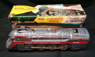 1960s Modern Toys Tin Battery Operated Trans - Continental Express Train,  W/box