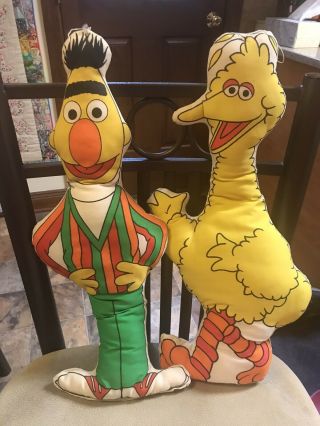Vintage 1970s Sesame Street Muppets Bert And Big Bird Figures