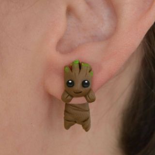 Design Handmade Polymer Clay Cute Groot Stud Earrings For Girls Kids Fash