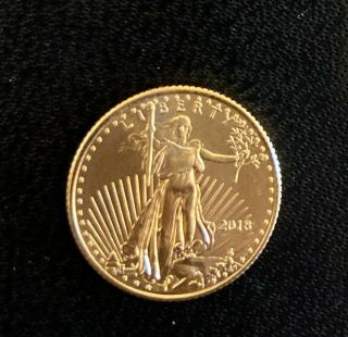 2018 - 1/10 Oz.  Gold American Eagle $5 Bu Coin
