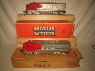 Lionel Postwar 2343 Santa Fe F - 3 Aa Units Diesel Locomotive Set W/ Boxes My2