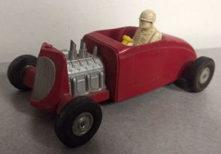 Vintage Saunders Red Hot Rod Roadster Coupe Plastic Toy Car