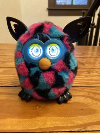 Hasbro Furby Boom Blue Pink Black Triangles Talking Interactive Pet Toy