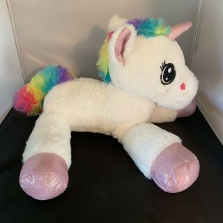 Gitzy Unicorn Plush (pink Feet) Stuffed Animal Rainbow Tail Soft