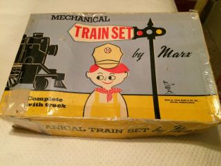 Vintage Marx Mechanical Train Set Union Pacific 1950s.  Engine,  Cars,  & Box.