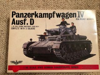 Vintage Bandai Ww2 German Panzerkampfwagen Iv Ausf.  D 1/48 Model Kit