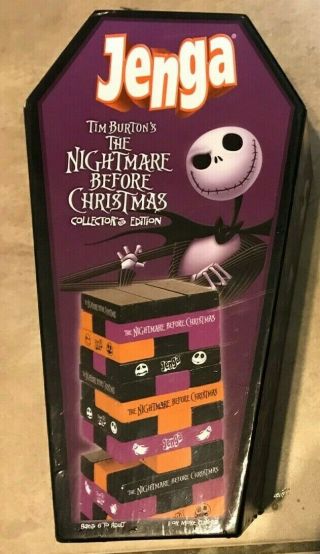 Jenga Tim Burton The Nightmare Before Christmas Collectors Edition In Coffin Box