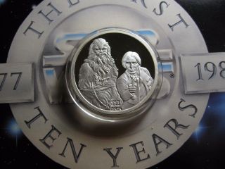 Han Solo & Chewbacca Disney 1987 Star Wars 10th Anniversary 999 Silver Coin H
