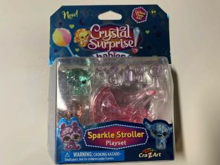 Crystal Surprise Babies Series 1 - Sparkle Stroller Playset - 2 Pets & Accessories