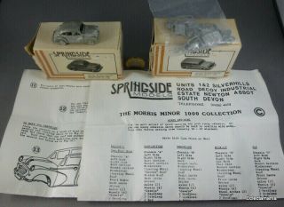 2 X Springside Models 00 Gauge White Metal Kits - Morris Minor & Traveller