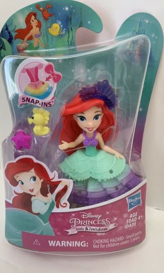 Hasbro Disney Princess Little Kingdom Ariel 3 " Figure Snap - Ins Rare