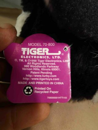 FURBY TIGER ELECTRONICS tags 70 - 800,  1998 1st Generation Black & White 3
