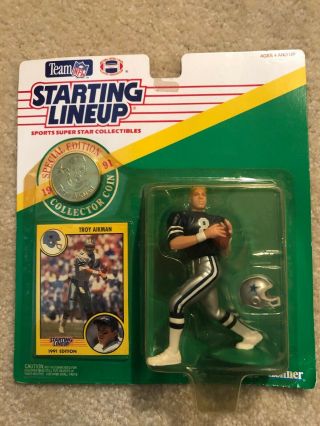 1991 Troy Aikman Starting Lineup Dallas Cowboys Slu Figure,  Card,  Coin Ucla