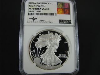 2012 S Proof Silver American Eagle Ngc Pf 70 Ucam Mercanti Signed