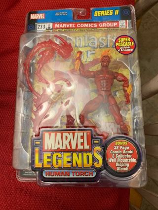 Marvel Legends Human Torch Figure Series 2 W Comic Book