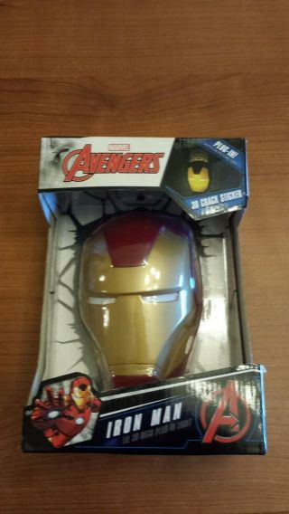 Marvel Avengers Iron Man Lil 3d Deco Plug In Light With Crack Sticker