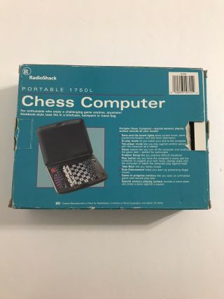 Radio Shack Portable Chess Computer 1750L W/64 Play Levels,  Tandy,  Electronic 2