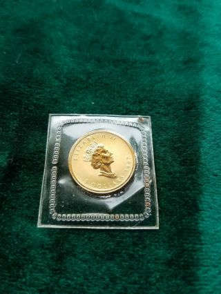 1997 1/10 Oz Canadian Queen Elizabeth Ii Maple Leaf $5.  9999 Gold Coin