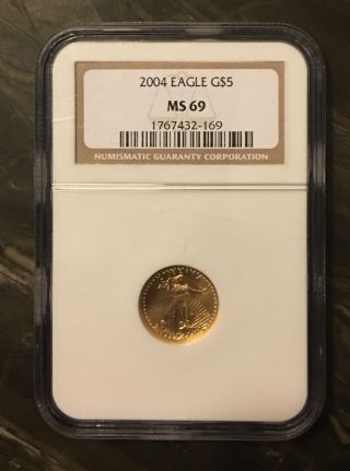 2004 1/10 Oz $5 Gold American Eagle Ngc Ms 69