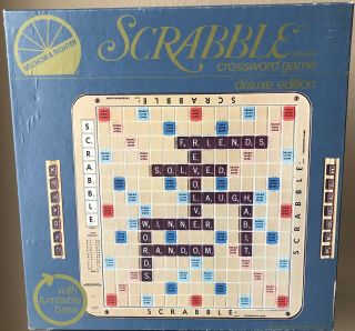 Scrabble 1982 Deluxe Turntable Rotating Board Game 100 Complete