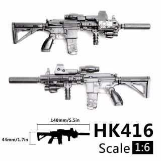 1/6 Scale Military Action Figure Rifle Hk416 Model Gi Machine Gun Toy Weapon
