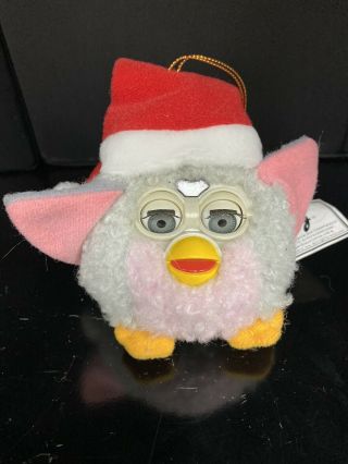 3 " Adorable Furby Ornament Great Xmas Gift,  Stocking Stuffer Santa Hat Mini Plush